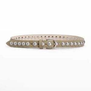 Isabel Marant Zap Skinny Beige Belt with Silver Studs
